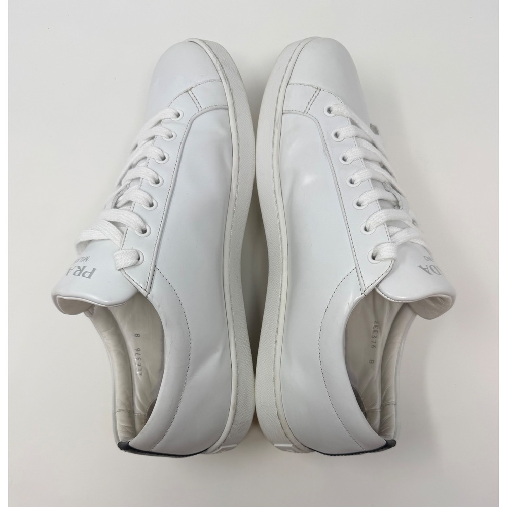 Prada Brushed Leather Sneaker White Size 9 US 8 Prada - Picture 4 of 9